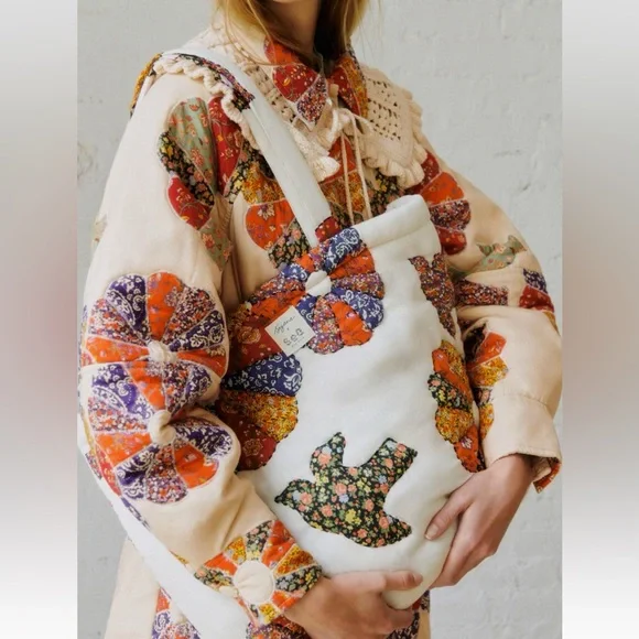 Sezane x Sea New York Floral Patchwork quilted Tote Bag - Picture 2 of 4